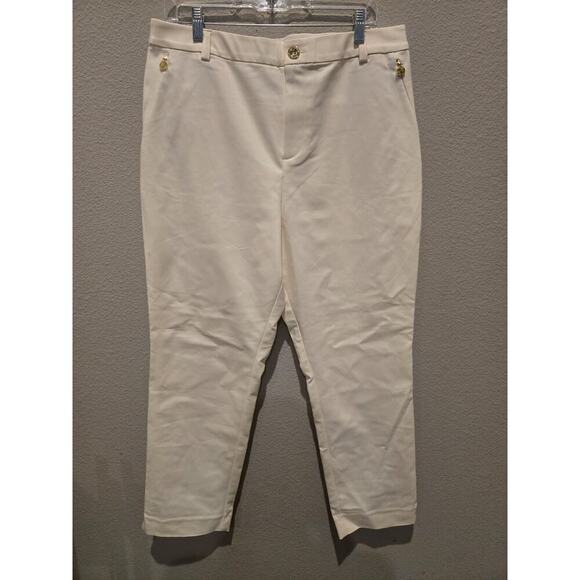 Lilly Pulitzer Women's Ivory Dress Pants Size 16 Gold Button Accents - Picture 1 of 8